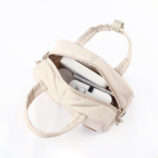 MORAL BAGS Chapel Sudoku torba, krem, otvorena unutrašnjost s prostorom za mobitel i fotoaparat, RFID zaštita