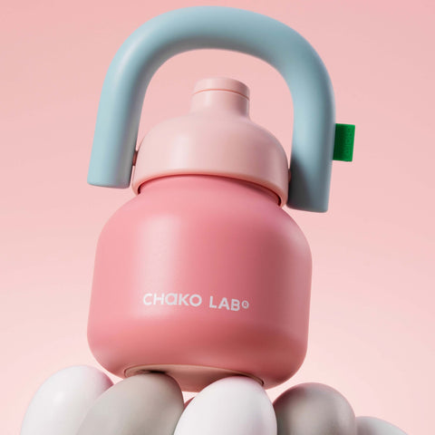 Chako Lab LinLin termos boca 1L, jarko ružičasta, mint zelena plastična ručka
