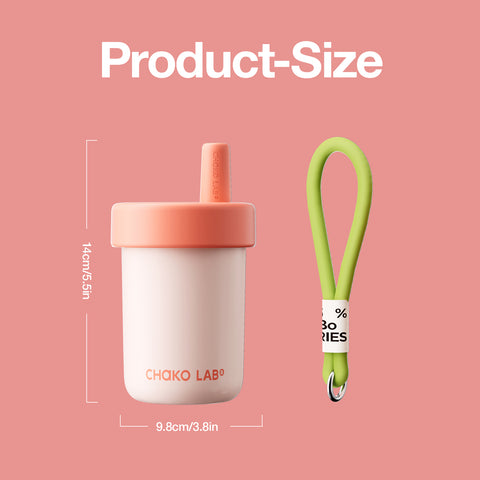 Chako Lab Bobo termos šalica i posuda 485ml, ružičasta, dimenzije 9,8 x 14 cm sa zelenim remenom
