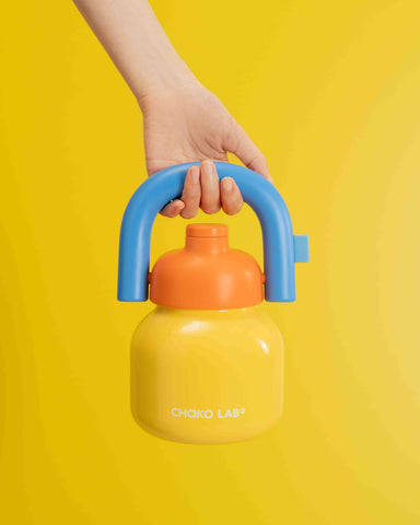 Chako Lab LinLin termos boca 1L, žuta, plastična ručka za nošenje