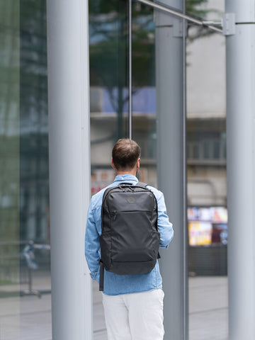 Ruksak MORAL BAGS Nova Straya, crna, rPET ruksak s vodootpornim premazom, MORAL BAGS oznaka na prednjoj strani