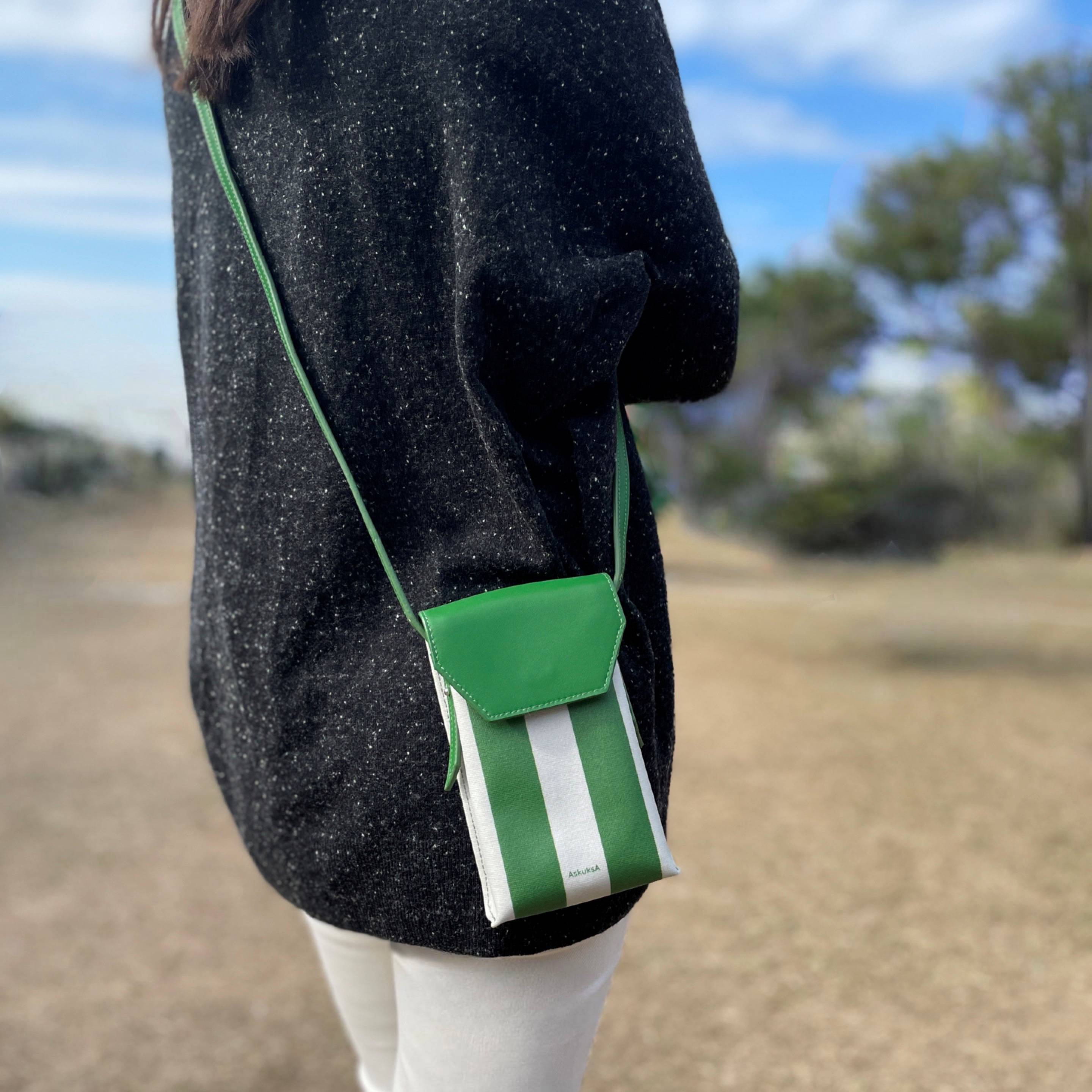 AskuksA R for Rectangle torbica za mobitel, zeleno-bijela, crossbody nošenje, lagan i kompaktan dizajn