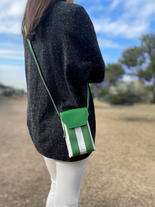 AskuksA R for Rectangle torbica za mobitel, zeleno-bijela, crossbody nošenje, TPU platno