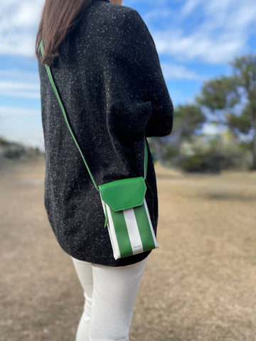 AskuksA R for Rectangle torbica za mobitel, zeleno-bijela, crossbody nošenje, TPU platno