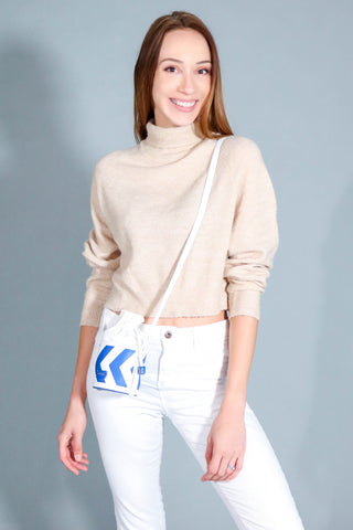 AskuksA C for Circle torbica plavo-bijela, crossbody varijanta, podesiva naramenica