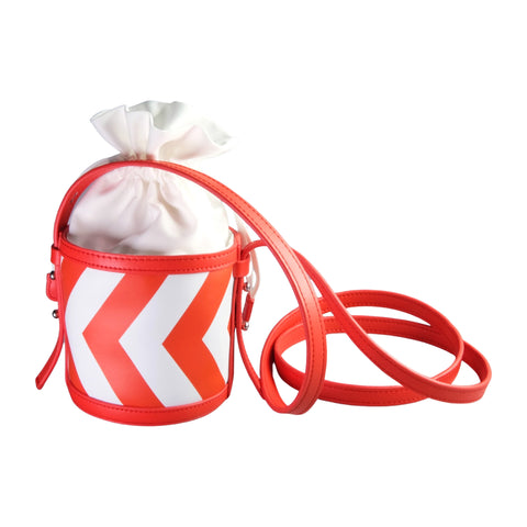 AkusukA - C for Circle Small Leather Drawstring Crossbody Bag and Handbag - Crvena