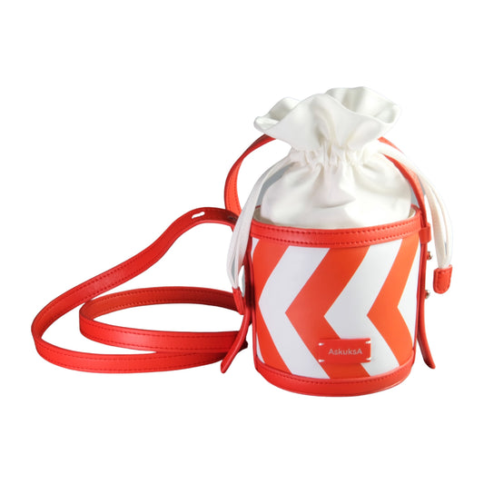 AkusukA - C for Circle Small Leather Drawstring Crossbody Bag and Handbag - Crvena