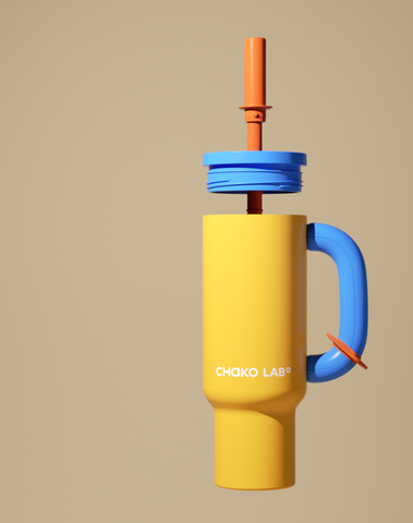 Chako Lab BaWang termos šalica 1.1L, žuta, rastavljivi dijelovi poklopac, slamka